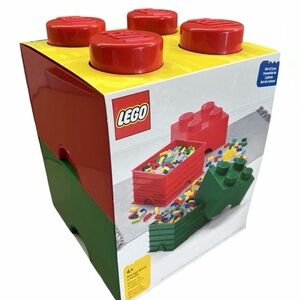 LEGO Storage Brick Set 2 Stackable Boxes Red Green Organizer Toy Storage